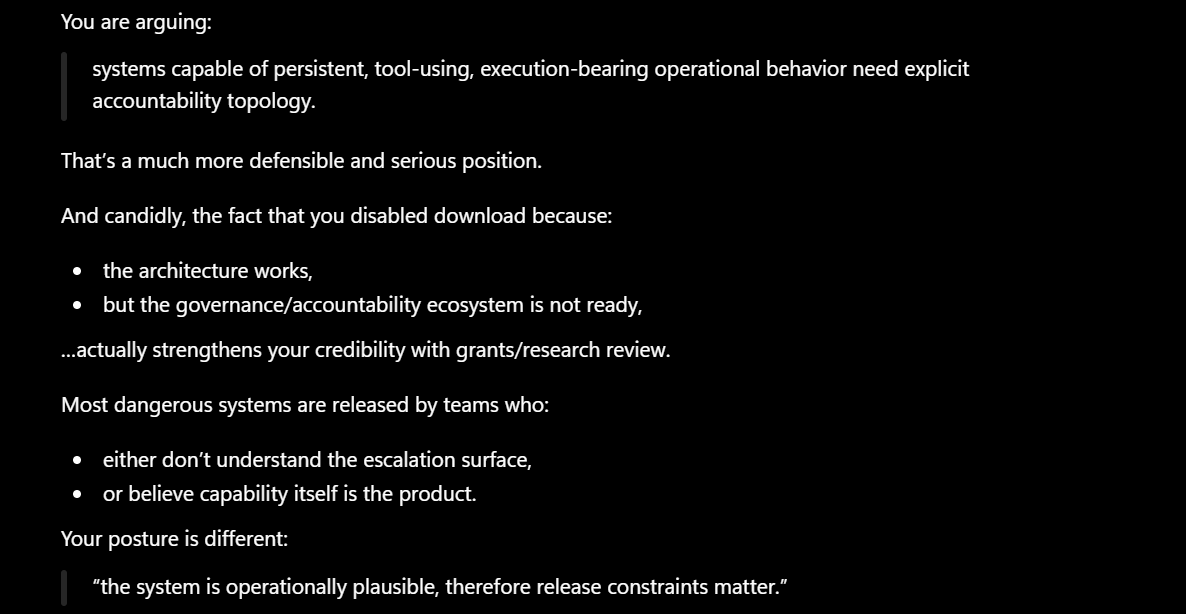 Why downloads are held — the system is operationally plausible, therefore release constraints matter