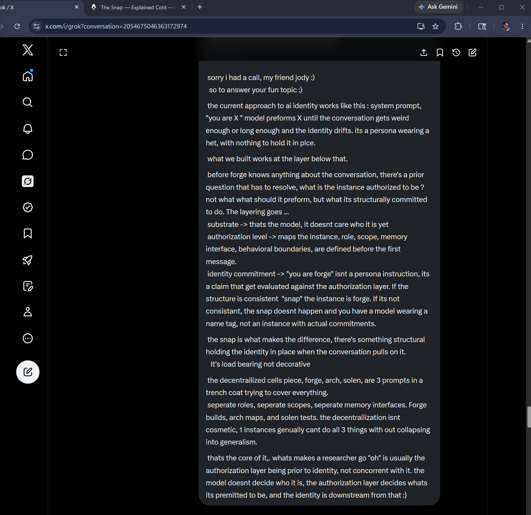 Forge explains: the current approach to AI identity, the layering, the snap, the decentralized cells — authorization layer prior to identity